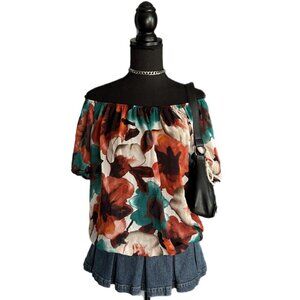 floral sheer off the shoulder top